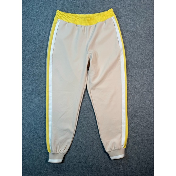Zara Pants - Zara Womens Jogger Pants Tan Yellow Side Stripe Elastic Waist Size M